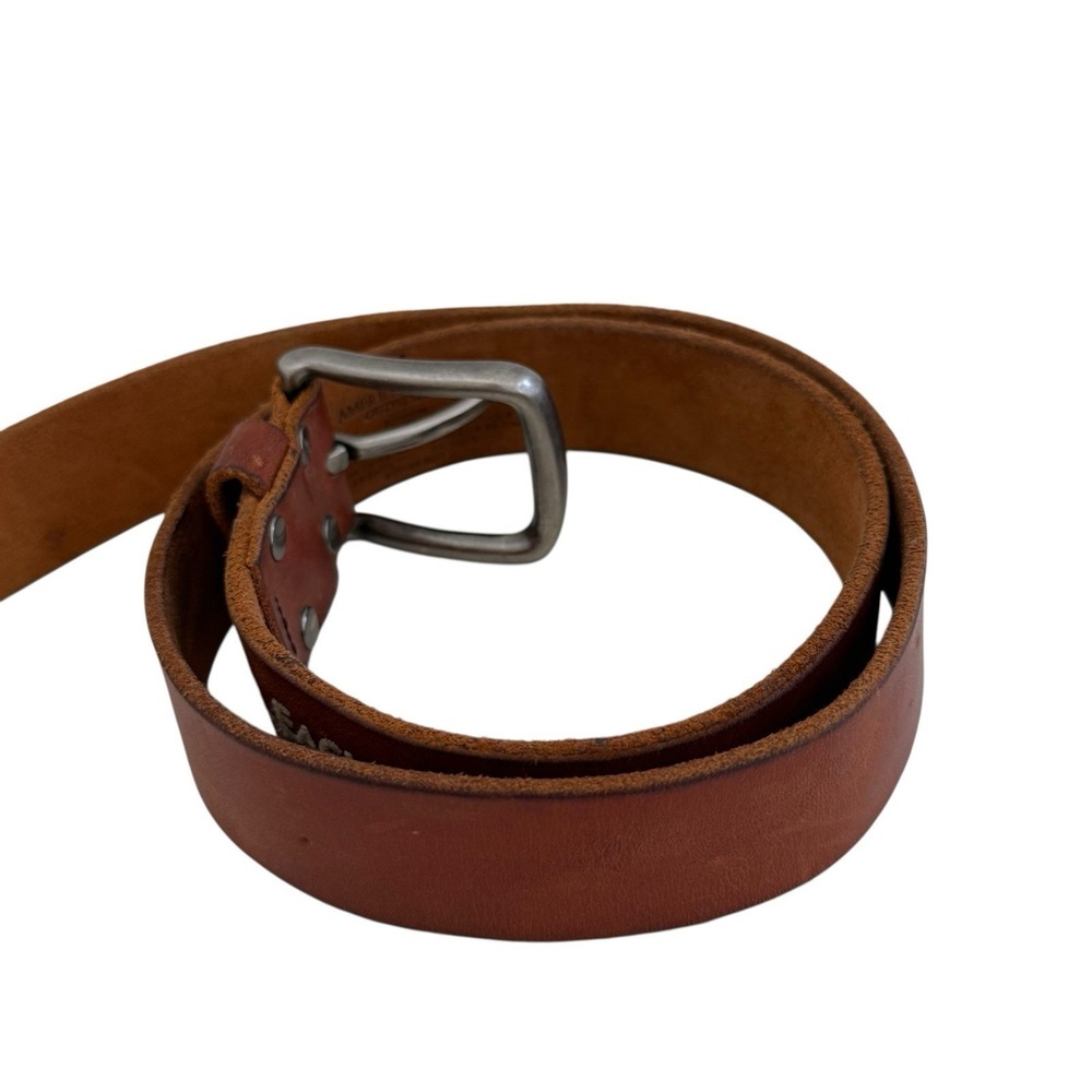 VTG AMERICAN EAGLE Belt Brown Leather Sz 32 Embroidered Eagle - Picture 8 of 14